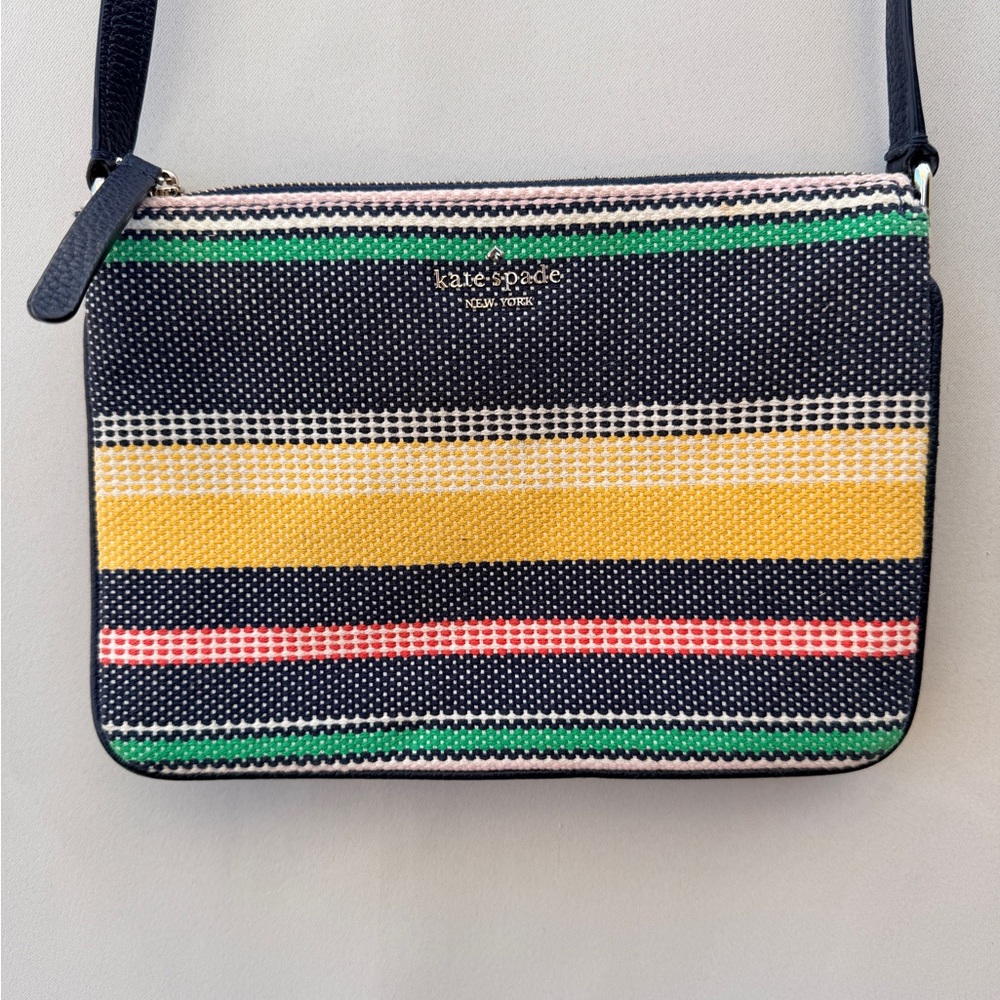 KATE SPADE Triple Gusset Jackson Boardwalk Stripe Multi Color Crossbody Bag